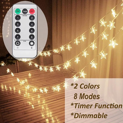 Solhice 20ft Star String Lights Battery Operated 40 LEDs, Warm White & Multicolor Color Changing Twinkle Lights Kids Room, Bunk Bed Hanging Lights Indoor and Outdoor Decor