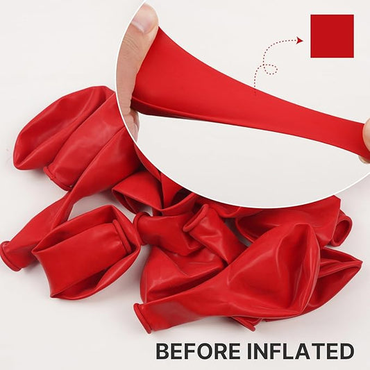 PartyWoo Red Balloons 145 pcs Different Sizes of 18 12 10 5 Inch Red Balloon Arch Kit Garland for Birthday Graduation Bachelorette Citizenship Anniversary Cherry Casino Theme Party Decorations Red-Y57