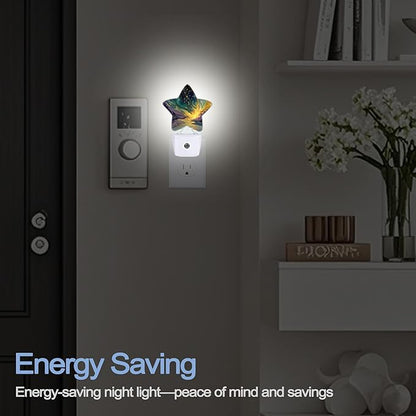 Purple Gold Marble Night Light,Colorful Abstract Plug-in Star Night Lights with Dusk-to-Dawn Sensor for Bedroom,Bathroom,Living Room Sleep Friendly Lamp for Women Girls Boys Gift,0.5W