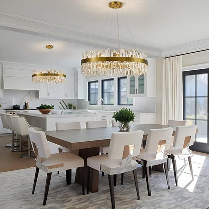 Gold Modern Oval Crystal Chandelier, 24-Lights Luxury Chandeliers Modern 2-Tiers K9 Crystal Chandelier Pendant, Light Fixture G9 Lights for Dining Living Room Entryway Kitchen Dia 30 inch