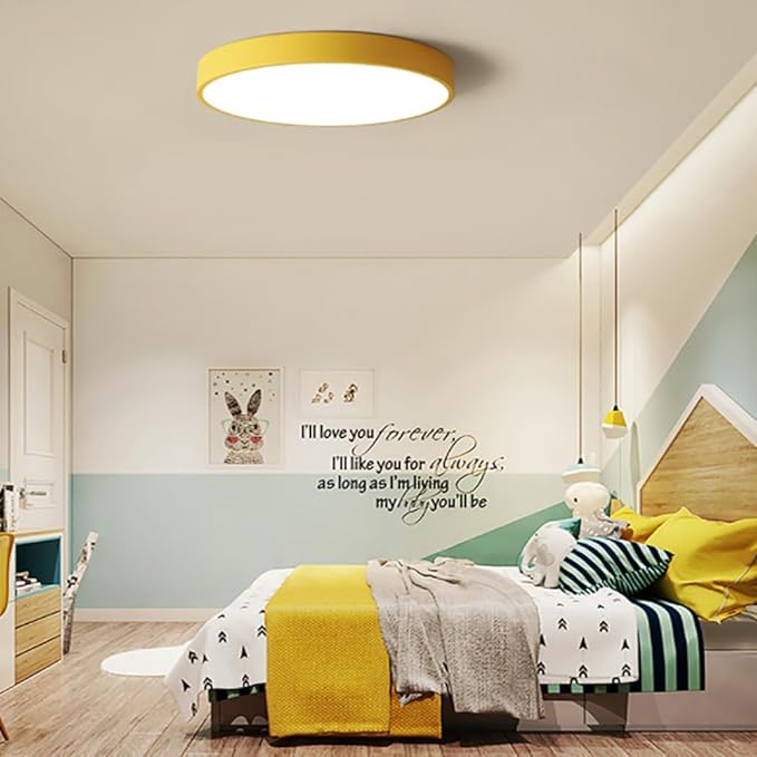 LED Ceiling Light Fixture,16 Inch Modern Round Recessed Ceiling Lights,Dimmable Light,24W Yellow Close to Ceiling Lighting Flush Mount Living Room Bedroom,3000K-6000K