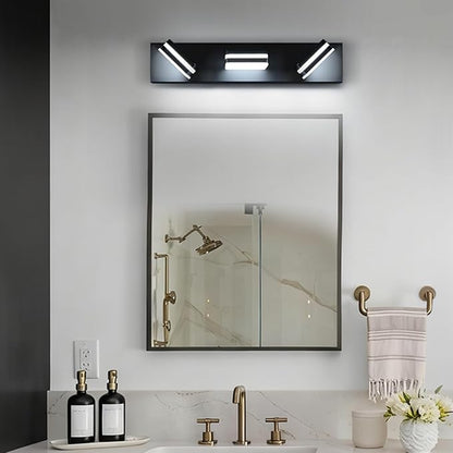 360° Rotate LED Bathroom Vanity Light Fixtures, 1300LM Acrylic Matte Black Vanity Lights for Bathroom, Modern Wall Lighting Fixtures Over Mirror Kitchen Living Room Hallway (Natural White Light 5000K)