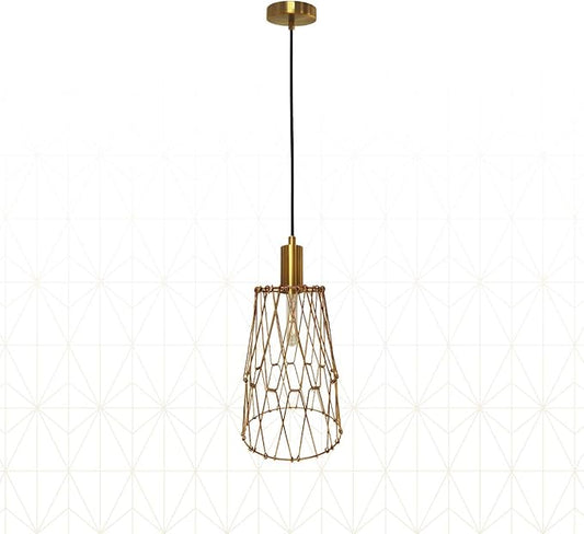 Royal Designs, Inc. Foldable Industrial Metal Pendant Light with Adjustable 7 ft Long Lamp Cord & Canopy, Create 9 Different Shapes, Polished Brass, Single
