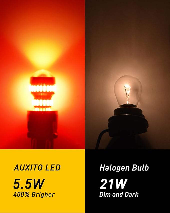 AUXITO LED Brake Tail Light Bulbs 3156 3157 LED Bulb Red Super Bright 3056 3057 3047 4057 Led Bulbs for Tail Stop Brake Signal Parking Lights, Brilliant Red
