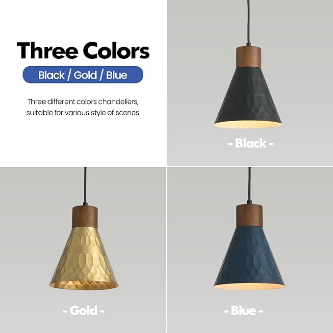 Modern Black Pendant Lights Kitchen Island, Mid Century Dome Pendant Light Set of 3, Small Industrial Hanging Pendant Lighting for Dining Room, Bedroom, Sink, Bar