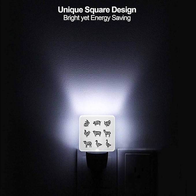 LED Night Light Plug into Wall with Dusk to Dawn Light Sensor White Energy Efficient Turkey Chicken Farm Animal Nightlight for Bedroom Bathroom Hallway Living Room Kitchen