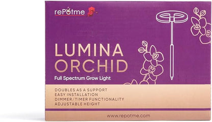 rePotme Grow Light for Orchids, Lumina Orchid, Full Spectrum Plant Light with Adjustable Height and Automatic Timer (White)