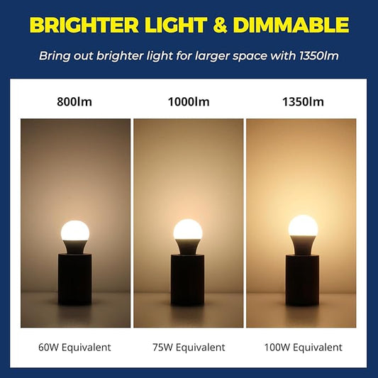 Lightinginside Smart Light Bulbs 100W Equivalent, Works with Alexa/Google Home/SmartLife, 1350LM 11W RGBCW Color Changing LED Light Bulbs, 2.4G WiFi Bluetooth Bulb, No Hub Required, ETL Listed, 2PCS