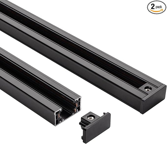 mirrea Black H Type 4-feet Track for Ceiling Track Lighting Pack of 2