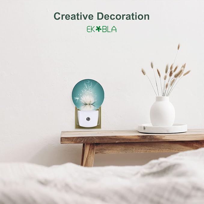 EKOBLA Lotus Plug-in Night Light, Water Lily & Dragonfly Floral LED Nightlight with Dusk to Dawn Sensor, 0.5W Sleep Friendly