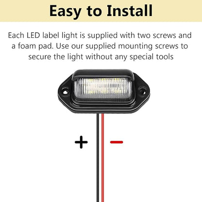 ecocstm 16 PCS White LED License Plate Light, 6-SMD Waterproof Tag Lights, 12V-24V DC Lamp Taillight, Step Courtesy Light Dome Cargo Lights for Truck SUV Van RV Trailer