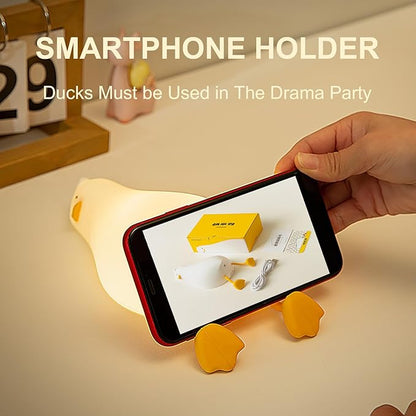 Lying Flat Duck Night Light, Cute LED Light Up Duck, Dimmable Breastfeeding Night Light, Rechargeable Bedside Touch Lamp, Silicone Nursery Nightlight, Squishy Existential Crisis Duck Lamp