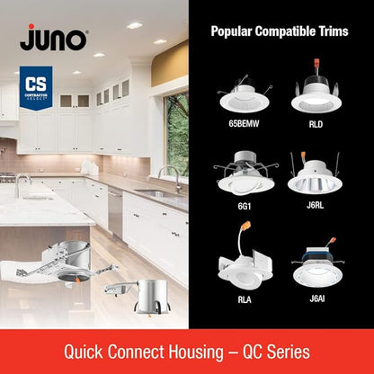 Juno 4" Quick Connect Housing for LED Recessed Lights for Remodel Projects, IC Rated, Air-Loc Sealed LED Recessed Light Housing, Includes Prewired Junction Box for Ceiling Lighting, 6-Pack