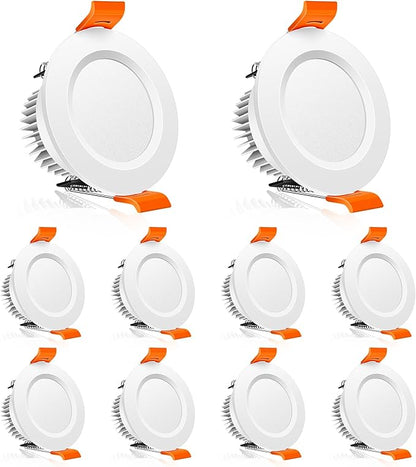 2 Inch LED Downlight, 3W Recessed Lighting Dimmable Ceiling Light Kit, 4000K Natural White, CRI80 White LED Can Lights with Driver(35W Halogen Equivalent), 10 Pack