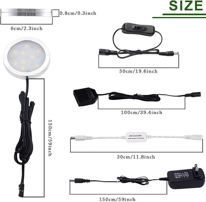 AIBOO Dimmable LED Under Cabinet Puck Lights 3 Lamps Kit with RF Remote Control for Home Kitchen Counter Lighting (Warm White 2700K)