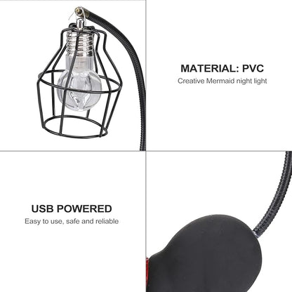 Resin Cat Design lamp Creative Night Light Desk Lamp with Iron Wire Lampshade – Creative Cat Table for Bedroom, Living Room, or Bedside (3.1 x 4.7 x 6.7 Inches)