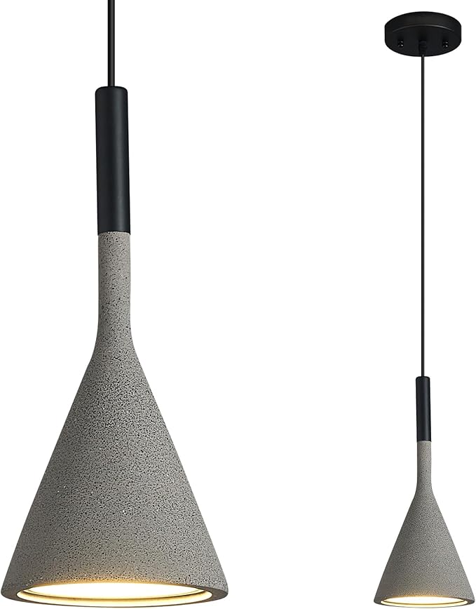 Farmhouse Black Pendant Light Fixtures 1-Light Concrete Industrial Kitchen Island Pendant Lighting for Dining Room Bedroom Hallway Pendant Ceiling Lamp