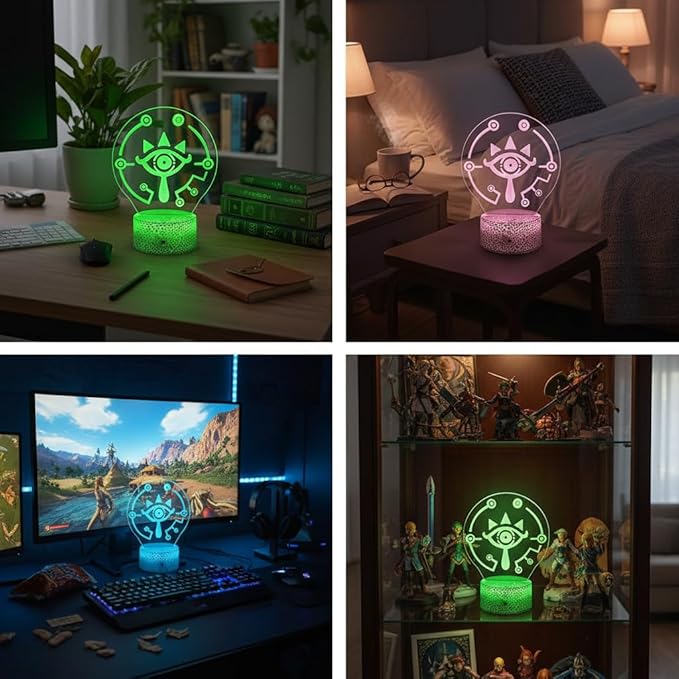 3D Night Light, 16 Color Changing Cartoon USB Desk Lamp, Crest of Hyrule Illusion Lighting with Remote Control for Home Decor Gift for Kids. (3)