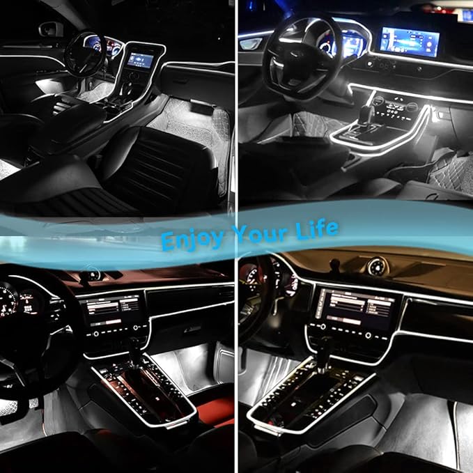 El Wire Lights - White Neon Car Interior Led Strip Light, 16FT/5M USB 5V for Car, Garden, Party Decoration