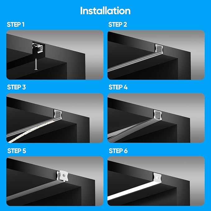 Besseto 8 Pack 6.6ft/2M Spotless LED Aluminum Channel Black,Milky Cover Deep Aluminum Profile Channel for LED Strip Light Width Up to 12mm
