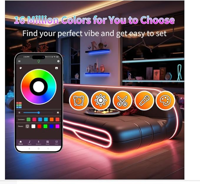 NBBUFF LED Lights for Bedroom 297FT, RGB LED Strip Lights Music Sync, Led Light Strip with Remote & App Control, DIY Color Changing Led Lights for Room Decor Aesthetic and Party (3 Rolls of 99ft)