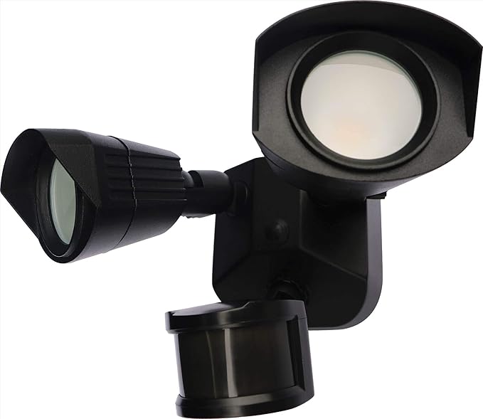 Nuvo 65/215 LED Dual-Head Security Light, 3000K, Motion Sensor, Black
