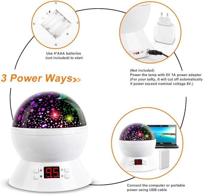Kids Star Projector Night Light, Star Night Light Projector for Kids, Ceiling Stars Projection Lamp with Timer, 360° Rotating Night Light for Bedroom, Birthday Gift for 3 4 5 Year Old Girls Boys