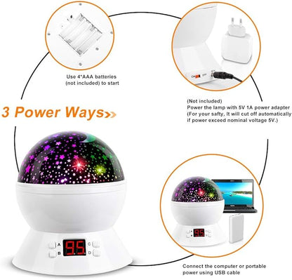 Kids Star Projector Night Light, Star Night Light Projector for Kids, Ceiling Stars Projection Lamp with Timer, 360° Rotating Night Light for Bedroom, Birthday Gift for 3 4 5 Year Old Girls Boys