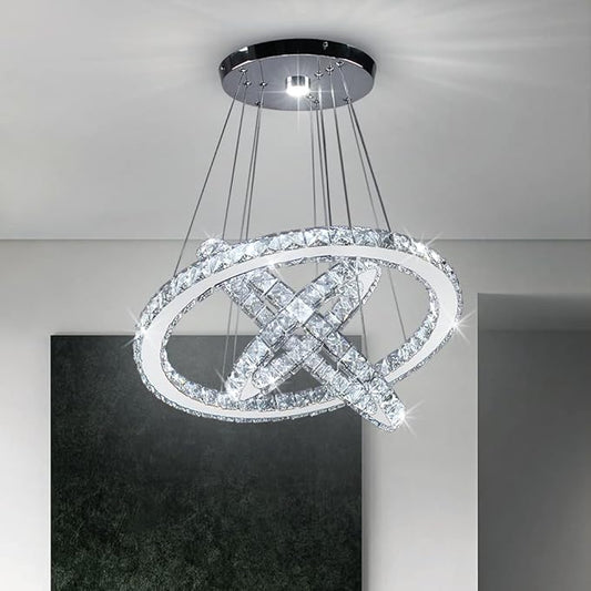 Modern Crystal Chandeliers LED Chandelier Pendant Lights Chandelier Rings Pendant Light (Cool White 30/40/50)