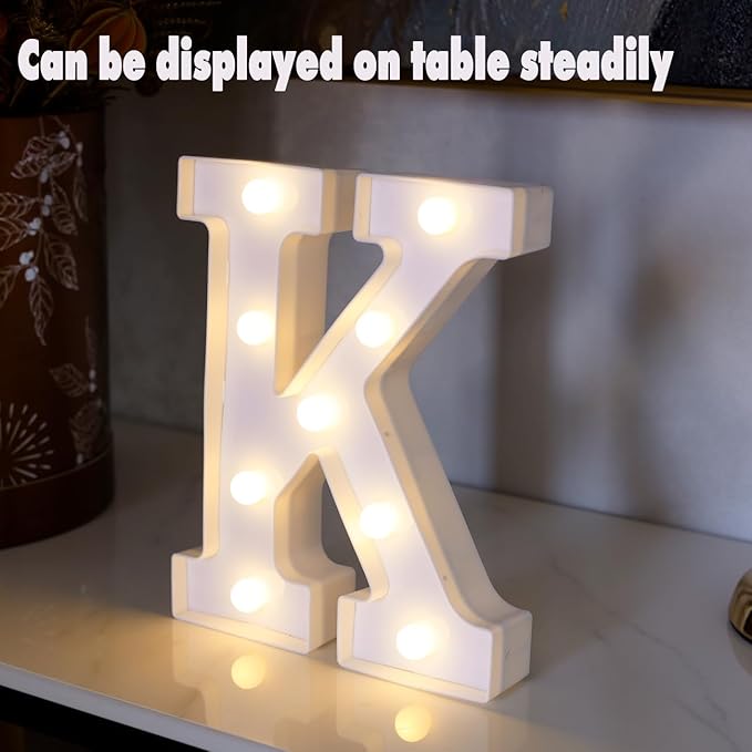 Small Led Marquee Letters, Light Up Letters, 8.58 Inch Led Letter Lights, Battery Powered Lighted Sign for Table, Party, Birthday, Christmas Decor (Letter K)