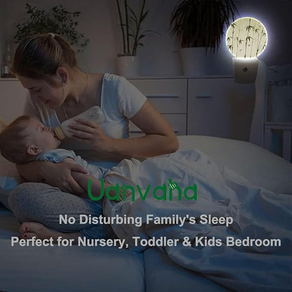 Bamboo Night Light Bamboo Forest Retro Green Night Lights Plug into Wall for Boys Girls, Plug-in Nightlight 0.5W LED Lighting for Stairway Hallway Bedroom