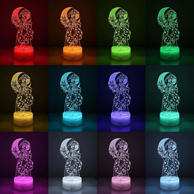 3D Illusion Night Light LED Lamp with Remote Control 16 Color Changing Visual Bedroom Decoration (Moondrop)