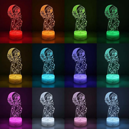 3D Illusion Night Light LED Lamp with Remote Control 16 Color Changing Visual Bedroom Decoration (Moondrop)