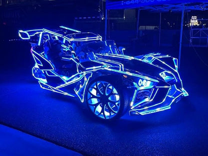 16PCS 5FT Chasing LED Light Strips Fit for Polaris Slingshot, IP68 Waterproof Single Row RGB Dream Color Glow Kit, App & Remote Control Underbody Accent Lights with Breath/Flash/Strobe Modes