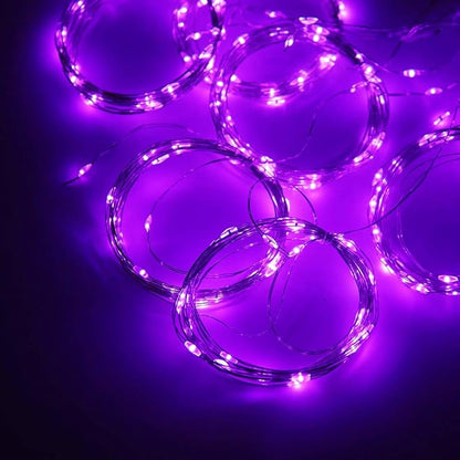 Curtain String Lights Halloween Decor, 300 LED Twinkle Lights with Remote Timer USB Power 8 Modes Purple Fairy Lights for Bedroom Wall, Tapestry, Window, Christmas Decor-9.8ft x 9.8ft(Purple)