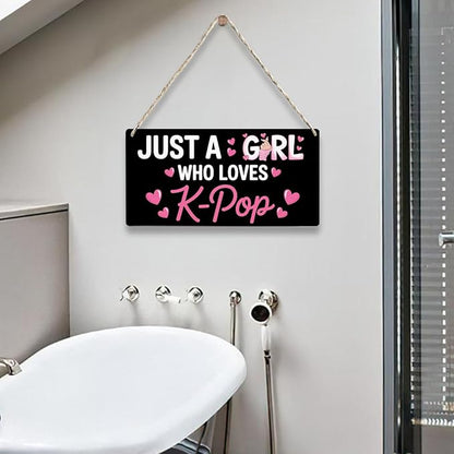 K-pop Gifts for Teen Girls, Music Gifts for Women, Kpop Wood Sign Gift for Girl decorations, Rustic Anime Lovers Wooden Hanging Plaque for Home 12 × 6 Inches Black