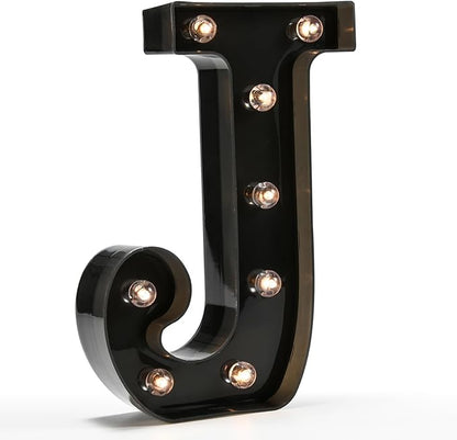 OYCBUZO Light Up Black Alphabet Marquee Letters Sign LED Marquee Number Lights Sign for Night Light Home Bar Christmas Lamp Wedding Party Birthday Decoration J