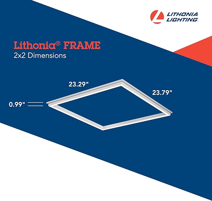 Lithonia Lighting Frame 2x2 LED Lay-in Ceiling Light, 2 ft. x 2 ft. Lighting Fixture for Offices and Classrooms, 3000/4000/5000 Adjustable Lumen Output, 3500K/4000K/5000K Switchable Color Temperature