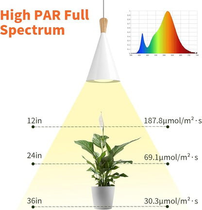 Hanging Grow Light,25W Full Spectrum Hanging Plant Lights for Indoor,Plants Wall Mounted Grow Light with 16.4FT Power Cord,LED Grow Lights for Indoor Growing,Monstera,Devil's Ivy,Seedling(White)