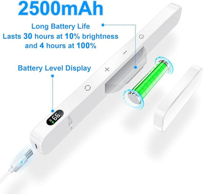 Ferswe 5W Rechargeable Light Bar - Touch Control 3-Color Adjustable, 120 LED Mirror Light with Magnetic Base, Battery Powered Stick-on Lamp for Cabinet, Closet, Kitchen, Bedroom, Bathroom, Wall