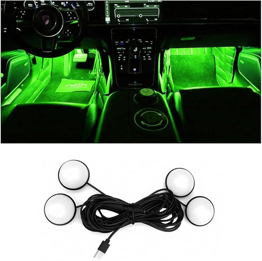 BESULEN Car Interior LED Lights, Automotive Ambient Neon Light Kit with USB Port, Car Accessories, Gifts for Men and Women, 4 in 1 Decoration Lights for Car, Garden, Home, Party（Green）