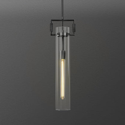 Black Pendant Lights,Modern Glass Pendant Lights Kitchen Island,21.6'' Farmhouse Kitchen Pendant Lighting Over Island for Dining Table,Bathroom,Bedroom,Included E26 Bulb