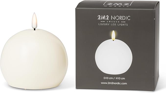 Abbott Collection Wax LED Flameless Ball Candle - Sand (4" D)