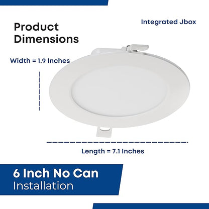 Feit Electric 5-6" LED Canless Recessed Downlight with Integrated J-Box, 75W Equivalent, Dimmable, 3000K Bright White, 800 Lumens, Easy No-Can Installation for Home & Commercial, LEDR56JBX/930, 1 Pack