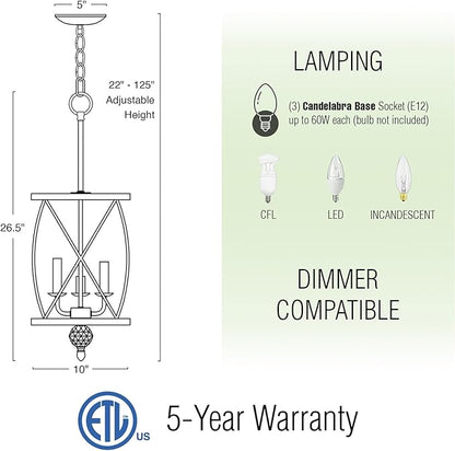 Kira Home Eleanor 27" Modern 3-Light Geometric Gold Lantern Chandelier, Cylinder Trellis Cage Gold Pendant Light with Crystal Finial, Warm Brass Finish