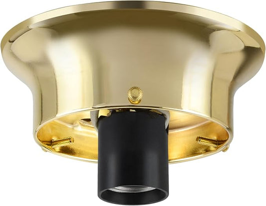Aspen Creative 22102-06-1, Flush Mount Ceiling Fixture Shade Holder Kit in Brushed Brass Finish 3-5/8" Fitter, 4-3/4" Diameter x 1-3/4" Height