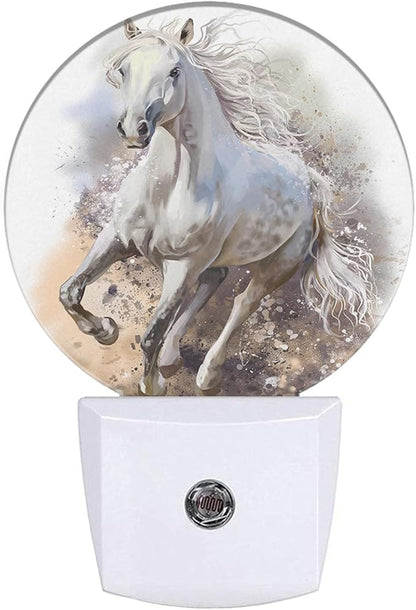 EKOBLA Running Horse Plug-in Night Light, Horse with Dramatic Sunset Sky LED Nightlight with Auto Sensor for Home Decor
