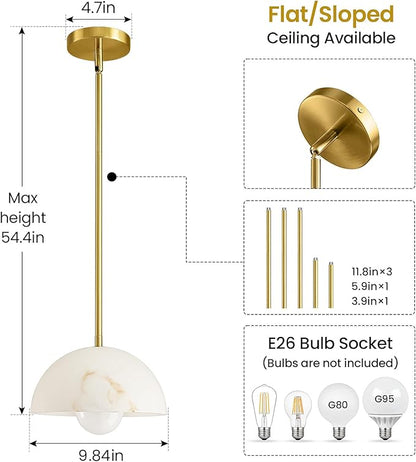 Modern Pendant Light Fixtures: 10 Inch Resin Shade Mid Century Chandelier - Adjustable Gold Pendant Lighting for Kitchen Island Living Room Hallway 3 Packs