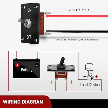 Nilight Heavy Duty Toggle Switch Waterproof 2 Pin 2 Position ON Off SPST 12V DC 30A with Mounting Panel and Weatherproof Cap Cover for Auto Car Marine Boat Automotive