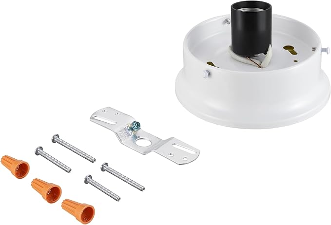 Aspen Creative 22105-03-1, Flush Mount Ceiling Fixture Shade Holder Kit in Matte White Finish 4-1/2" Fitter, 5" Diameter x 1-3/4" Height